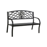 Minot Slated Seat Patio Bench, Black