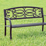 Benzara Potter Armrests Patio Bench, Black BM123010 Black Metal BM123010