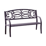 Benzara Potter Armrests Patio Bench, Black BM123010 Black Metal BM123010