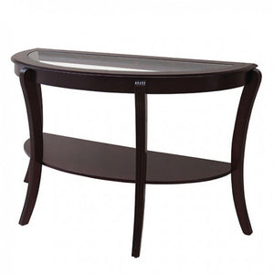 Benzara Finley Contemporary Style Semi-Oval Table BM123011 Espresso Wood BM123011