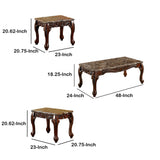 Benzara Wooden Coffee Table and End Tables Set with Faux Marble Top, Pack of 3, Brown BM123017 Brown Wood BM123017