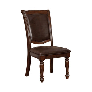 Benzara Alpena Traditional Style Side Chair Set Of 2 BM123018 Brown Solid Wood Wood Veneer & Others BM123018