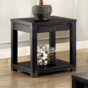 Benzara Meadow Transitional Style End Table BM123040 Antique Black Wood BM123040