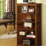 Benzara Valencia I Traditional Media Shelf, Antique Oak BM123059 Antique Oak Wood BM123059