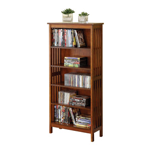 Benzara Valencia I Traditional Media Shelf, Antique Oak BM123059 Antique Oak Wood BM123059