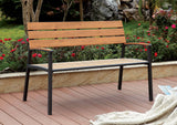 Benzara Isha Transitional Style Patio Bench, Oak BM123060 Oak Wood Metal BM123060