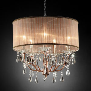 Benzara Cecelia Ceiling Lamp With Hanging Crystals, Chrome BM123064 Chrome Crystal, Metal BM123064