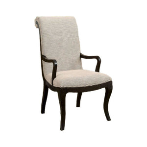 Benzara Ornette Contemporary Style Arm Chair, Espresso-Set Of 2 BM123077 Espresso Linen-like Fabric Solid Wood Wood Veneer BM123077