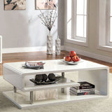 Benzara Ninove I Contemporary Style Coffee Table, White BM123078 White Lacquer Wood & Others BM123078