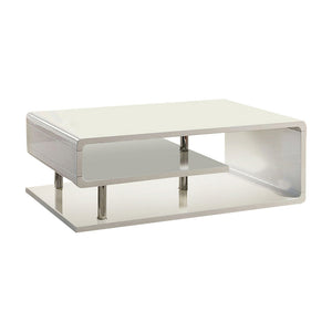 Benzara Ninove I Contemporary Style Coffee Table, White BM123078 White Lacquer Wood & Others BM123078