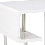 Benzara Ninove I Contemporary Style End Table, White BM123079 White Lacquer Wood & Others BM123079