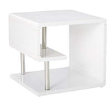 Benzara Ninove I Contemporary Style End Table, White BM123079 White Lacquer Wood & Others BM123079