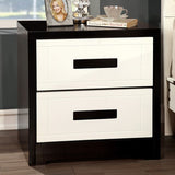 Benzara Rutger Contemporary Style Nightstand, White & Black BM123095 White, Black Wood BM123095