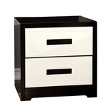 Benzara Rutger Contemporary Style Nightstand, White & Black BM123095 White, Black Wood BM123095