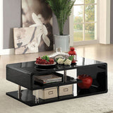 Benzara Ninove Contemporary Style Coffee Table, Black BM123099 Black Wood and Metal BM123099