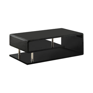 Benzara Ninove Contemporary Style Coffee Table, Black BM123099 Black Wood and Metal BM123099