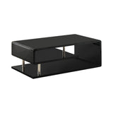 Benzara Ninove Contemporary Style Coffee Table, Black BM123099 Black Wood and Metal BM123099