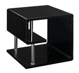 Benzara Ninove Contemporary Style End Table, Black BM123100 Black Lacquer Metal & Others BM123100