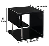 Benzara Ninove Contemporary Style End Table, Black BM123100 Black Lacquer Metal & Others BM123100