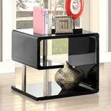 Benzara Ninove Contemporary Style End Table, Black BM123100 Black Lacquer Metal & Others BM123100