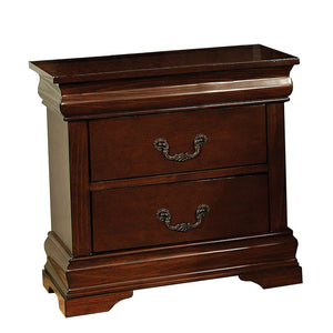 Benzara Velda II Traditional Style Nightstand, Cherry Finish BM123120 Brown Cherry Metal BM123120