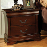 Benzara Velda II Traditional Style Nightstand, Cherry Finish BM123120 Brown Cherry Metal BM123120