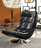 Benzara Trinidad Contemporary Swivel Chair, Black BM123154 Black Leather BM123154