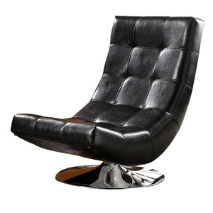 Benzara Trinidad Contemporary Swivel Chair, Black BM123154 Black Leather BM123154