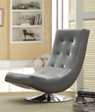 Benzara Trinidad Contemporary Swivel Chair, Gray BM123155 Gray Leather BM123155