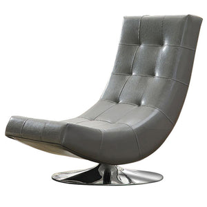 Benzara Trinidad Contemporary Swivel Chair, Gray BM123155 Gray Leather BM123155