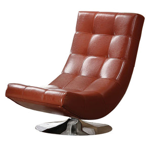 Benzara Trinidad Contemporary Swivel Chair, Mahogany Red BM123156 Mahogany Red Leather BM123156