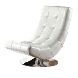 Benzara Trinidad Contemporary Swivel Chair, White BM123157 White Leather BM123157