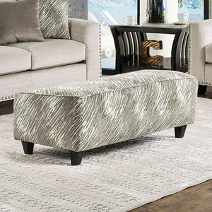 Benzara Stefano Contemporary Ottoman, Light Mocha Finish BM123163 Light Mocha LinenPolyster BM123163