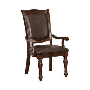 Benzara Alpena Traditional Arm Chair, Brown Cherry, Set Of 2 BM123165 Brown Cherry Solid Wood Wood Veneer & Others BM123165