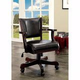 Benzara Rowan Contemporary Arm Chair, Dark Cherry Finish BM123168 Cherry Wood Leather BM123168