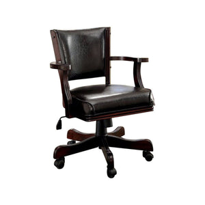 Benzara Rowan Contemporary Arm Chair, Dark Cherry Finish BM123168 Cherry Wood Leather BM123168