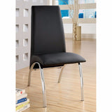 Benzara Glenview Contemporary Side Chair, Black Finish-Set Of 2 BM123182 Black Chrome Leatherette BM123182