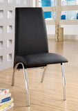 Benzara Glenview Contemporary Side Chair, Black Finish-Set Of 2 BM123182 Black Chrome Leatherette BM123182