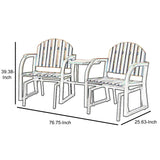 Benzara Perse Contemporary Rocking Chair Set, Oak Finish BM123185 Dark Gray, Oak Cast Iron Wood BM123185