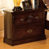 Benzara Tuscan II Traditional Night Stand In Pine Finish BM123240 Glossy Dark Pine Wood BM123240