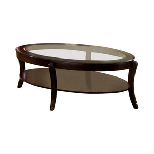 Benzara Finley Contemporary Coffee Table In Espresso Finish BM123254 Espresso Glass Solid Wood Wood Veneer & Others BM123254