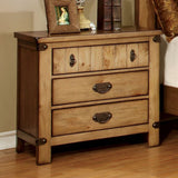 Benzara Pioneer Cottage Night Stand In Weathered Elm Finish BM123268 Burnished Pine Wood BM123268