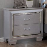 Benzara Bellanova Contemporary Night Stand In Silver BM123298 Silver Wood BM123298