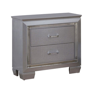 Benzara Bellanova Contemporary Night Stand In Silver BM123298 Silver Wood BM123298