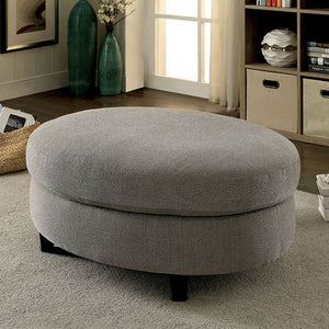 Benzara Sarin Contemporary Ottoman, Warm Gray BM123344 Warm Gray Linen-like Fabric Solid wood BM123344