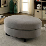 Benzara Sarin Contemporary Ottoman, Warm Gray BM123344 Warm Gray Linen-like Fabric Solid wood BM123344