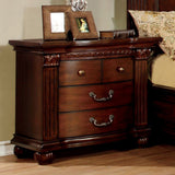 Benzara Grandom Night Stand, Cherry Brown BM123356 Cherry Metal BM123356