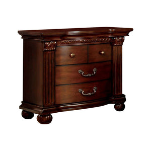 Benzara Grandom Night Stand, Cherry Brown BM123356 Cherry Metal BM123356