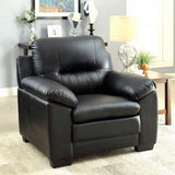 Benzara Parma Contemporary Chair, Black BM123376 Black Leather BM123376