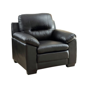 Benzara Parma Contemporary Chair, Black BM123376 Black Leather BM123376